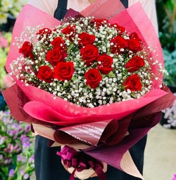プロポーズ♪ バラとカスミソウの花束｜「愛花」　（愛媛県松山市の花キューピット加盟店 花屋）のブログ