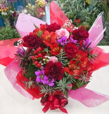 オープン祝い アレンジメント 赤系♪｜「愛花」　（愛媛県松山市の花キューピット加盟店 花屋）のブログ