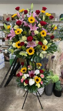 カフェ 開店祝 生花スタンド２段♪｜「愛花」　（愛媛県松山市の花キューピット加盟店 花屋）のブログ