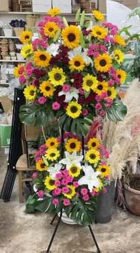 開店祝 生花スタンド ２段♪｜「愛花」　（愛媛県松山市の花キューピット加盟店 花屋）のブログ
