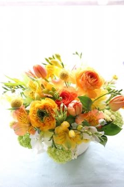 イエロー・オレンジ系御祝アレンジメント｜「アライ花店」　（山形県山形市の花キューピット加盟店 花屋）のブログ