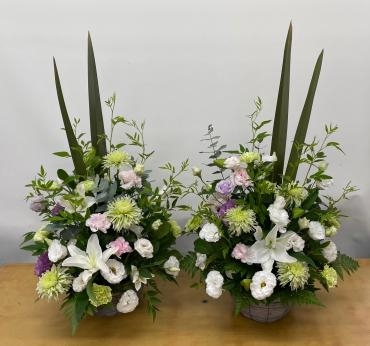 お盆アレンジメント＜1対＞　三島市フローラント　｜「フローラント」　（静岡県三島市の花キューピット加盟店 花屋）のブログ