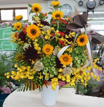 開店お祝い　つぼ活け風アレンジメント｜「愛花」　（愛媛県松山市の花キューピット加盟店 花屋）のブログ