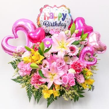 お誕生日フラワー＆バルーン　アレンジメント　ご注文ありがとうございました。｜「銀座ニューフラワー」　（東京都中央区の花キューピット加盟店 花屋）のブログ