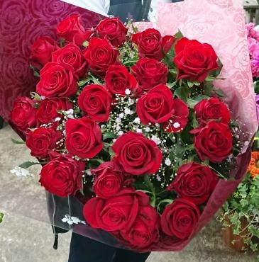 結婚記念日25周年★銀婚式　赤バラの花束｜「愛花」　（愛媛県松山市の花キューピット加盟店 花屋）のブログ